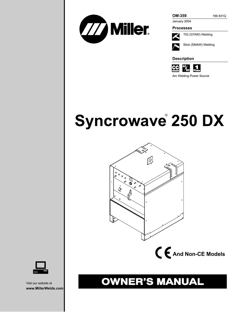 Miller Syncrowave 250 Dx User Manual